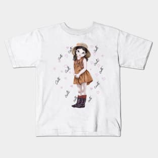 Cute girl in hat and boots Kids T-Shirt